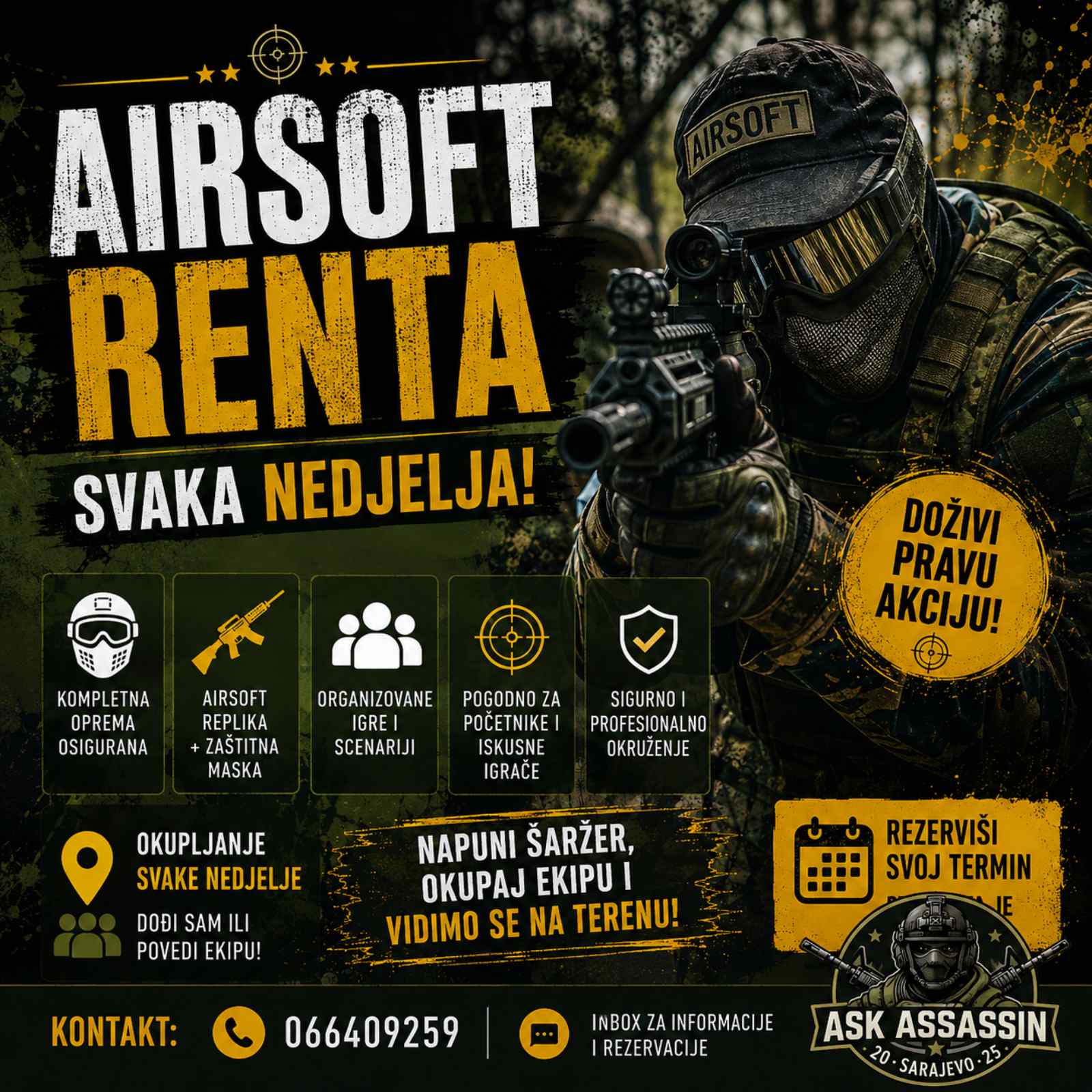 Airsoft igra na terenu — ASK ASSASSINS renta Sarajevo